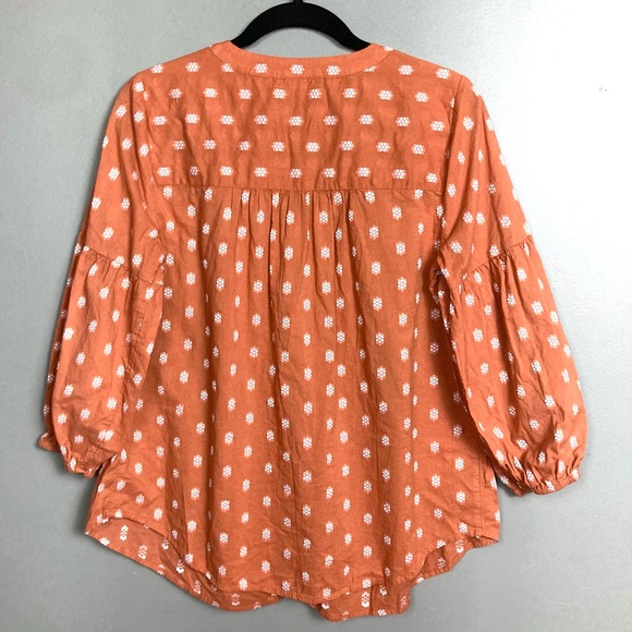 J. Jill peasant top orange brown patterned button India up small - Picture 2 of 9
